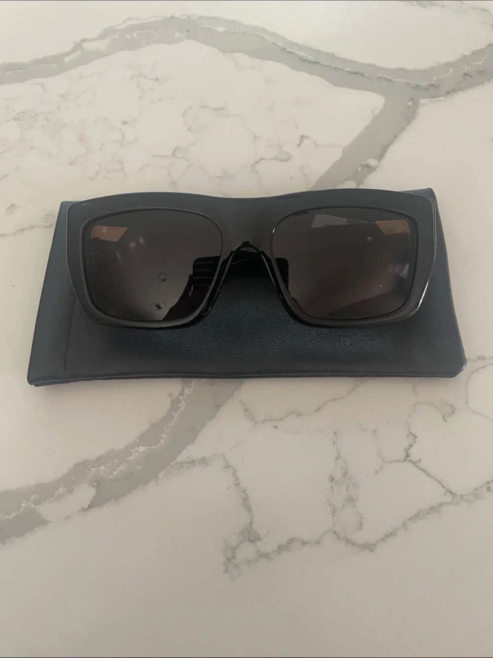 Bottega Veneta Black Square Frame Sunglasses with Gray Lenses